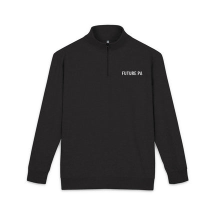 Black quarter-zip fleece pullover with "Future PA" embroidered in white text on the left chest.